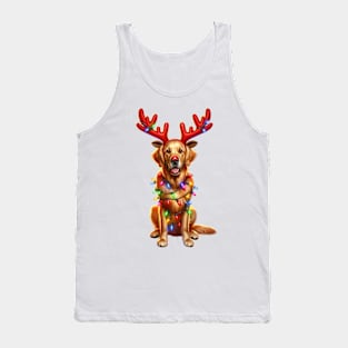 Christmas Red Nose Golden Retriever Dog Tank Top